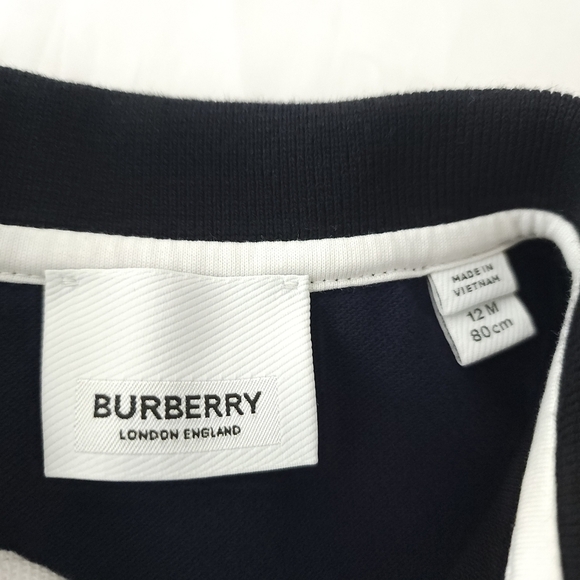 Burberry Vintage Check Panel Polo Shirt in Navy - Picture 3 of 6